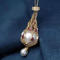 Metal Pearl Gemstone Lavalier Pendant Interchangeable Jewelry Gifts Crystal Holder Cage Necklace Adjustable Chain Necklaces