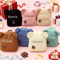 A Custom Name Tag Can Be Added to This Fashionable and Trendy Autumn/Winter Style Lamb Wool Bear Zipper Closure Cute Cartoon Backpack, Suitable for Daily Use Such as Going Out or Returning to School