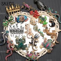 SKEDS Classic Lizard Frog Cat Pins Brooches for Woman Men Luxury Designer Jewelry Vintage Animal Corsage Pin Grande Broche
