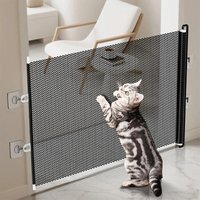 Retractable Pet Gate For Cats Dogs No-Drill Mesh Safety Barrier Anti-Jump Isolation Fence To Prevent Cat From Escaping Indoor