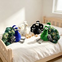 Simulation Peacock Plush Toy with Open or Closed Tail Styles Soft Stuffed Lifelike Peacock Toy for Home Decor Gift Collectible