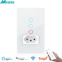 Melery Tuya Wifi Smart Brasilien Lichtschalter Steckdose Stecker Steckdose Touch Sensor Glasscheibe Fernbedienung von Alexa Dot Google Home