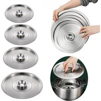 Reusable 20-40cm Stainless Steel Pot Lids Universal Cookware Lid Reusable Frying Pan Metal Lid Bowl Cover Restaurant Kitchenware