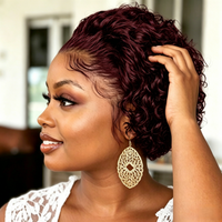Short Curly Pixie Cut 13x1 Lace Front Wigs Human Hair for Women, Human Hair Natural Hairline Wig