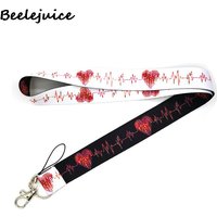 Medical Electrocardiogram Heart Neck Strap Lanyards ID badge card holder keychain Mobile Phone Strap Ribbon webbing necklace