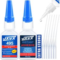 New 495 Multi-Purpose Super Glue Original Cyanoacrylate Adhesive 5-second quick-dry Instant Fast Adhesive Rubber Wood Glass Stronger All Bonding Glue 20g Includes precision dispenser 5PCS.