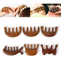Wood Therapy Massage Comb Head Face Scalp Gua Sha Massager Natural Facial Sandalwood Wide Tooth Guasha Scraping Body Massage