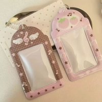 1pc Pink Notes Wings Card Cover Display Pendant Small Card Holder Grid Strawberry 3inch Photocard Holder DIY INS Photo Cover