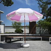 Durable Beach Sun Umbrellas with Fringe for Seaside Resorts Outdoor Courtyards Sun Protection Camping Parasols for Leisure