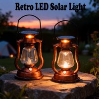 LED Solar Light Retro Solar LED Oil Lamp Portable Solar Candle Light Flickering Flameless Outdoor Hanging Lantern Garden Decor