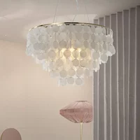 Nowoczesna okrągła lampa wisząca LED w kształcie muszli, złoto-chromowany żyrandol do hotelu, restauracji, salonu, sypialni, dekoracyjne oświetlenie.