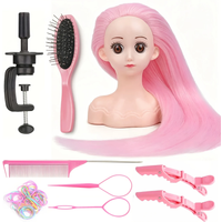 16'' Doll Head Set for Hair Styling Training Head Manikin Practice Cosmetology Styling Hairdressing Training Braiding Heads