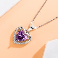 925 Sterling Silver Luxury Heart-Shaped Zircon Pendant Necklace, Charming and Stylish Wedding Accessory for Women