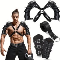 4PCS Leather Medieval Shoulder Pauldron Knight Adjustable Buckle punk Shoulder Armors Cover Cape for Cosplay Party Men Costume