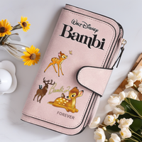 Bambi Long Zip Wallet Multi-Card Cute Cartoon Pattern Soft Texture Wallet for Women Large Capacity Kawaii Lady Clutch Bag