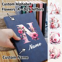 Custom Alphabet Flowers Journal,Personalized Name Notebook,Customizable Notebooks For School,Notebooks For Work,Birthday Gifts