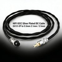 HIFI GX12-2P to 5.5mm DC Cable 2.1mm / 2.5mm OCC Silver Plated High Fidelity Audio Cable for Electronics