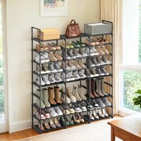 SONGMICS Adjustable Shoe Rack, 8-Tier Shoe Organizer, Shoe Storage Shelf, Steel Tubes and Non-Woven Fabric