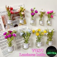 Mini Artificial Flower Vase Fridge Magnets Handmade Refrigerator Magnets 3D Miniature Vase Cute Home Car Decoration Ornaments