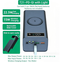 T21 21x18650 Flashlight Battery Charger Box Power Bank Holder DIY Shell Case Dual USB 18650 Battery Shell Storage Organize