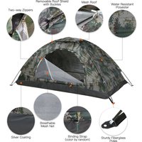 2026 New 1/2 Person Ultralight Camping Tent Single Layer Portable Hiking Tent Anti-UV Coating UPF 30+ for Outdoor Beach Fishing
