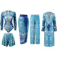 5 Piece Sets High Waist Sexy Swimsuit Women Summer Bathing Suit Bikini Set Long Sleeve Swimwear Beach Swimming Suit Купальник