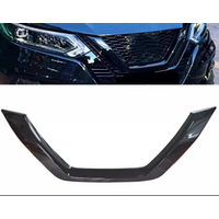 Fit For Nissan Qashqai J11 2019-2022 carbon fiber texture/Gloss black Front Grill Trim Cover car accessories