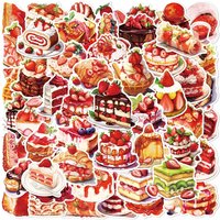 10/25/50pcs Cartoon Strawberry Cake Stickers Dessert Decals for DIY Fridge Water Bottle Phone Laptop Gift Decor Scrapbooking