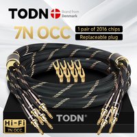 TODN 1 Paar Lautsprecherkabel High-End HIFI-Audiokabel 7N OCC Lautsprecherkabel mit austauschbarem Bananenstecker Y-Stecker zum Anschluss an den Verstärker