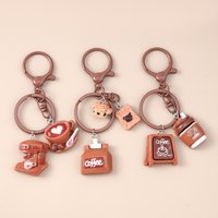 Classic Coffee Series Keychain for Women Girl Simulated Food Key Ring Pendant Handbag Accessories DIY Jewelry Decoration Gift