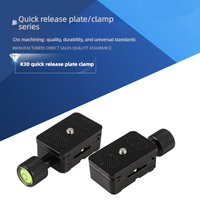 K30 Quick Release Plate Clamp CNC Aluminum Alloy 1/4" Screw with Bubble Level Non-slip Pad for DSLR Camera Tripod Monopod