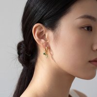 Elegant Boho Jade Bead Drop Hoop Earrings Gold Plated Stainless Steel Non Tarnish Women's Statement Jewelry