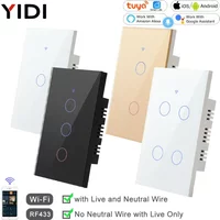 433 mhz WiFi Tuya Smart Remote Control Touch Light Switch RF for Lights Australia US BR IL Alexa 220V with no Null 1 2 3 4 Gang