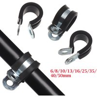 10Pcs Rubber Lined P Clips Wiring Hose Clamp Pipe Cable Mounting Fix Fasteners Hardware Electrical Fittings