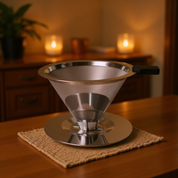 Stainless Steel Coffee Dripper V60 Double Layer Filter Paperless Design 304 Material For Hand Brewing
