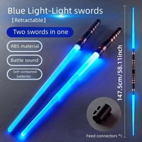 Red/Blue LED Light Up Glow Stick Sword with Sound, Retractable Toy for Kids Party Favors, Birthday Gift 3*AAA Battery Not Includ