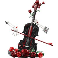 Blocs de construction Deathly Melody MOC K70008, modèle de violoncelle et de violon squelette gothique, briques, rose rouge, idées d'instruments de musique, kit cadeau, sans boîte