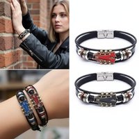Retro PU Leather Guitar Bracelet Punk Rock Handmade Braided Multi-Layer Wrap Bracelet