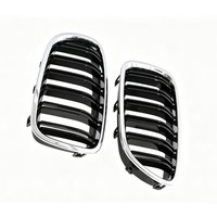 For BMW 5 Series F10 F11 2010-2018 Double Line Grill Chrome Black Silver Gloss Black Racing DE Flag Grille 520 525 530 535 540