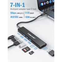Lemorele TC90 7-in-1 USB C Docking station Type C to HDMI adapter USB C 3.0 Hub 5Gbps USB C faster transfer for windows laptop