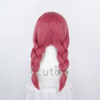 ccutoo Amano Miu Wig Synthetic Hair Blend S Cosplay Wig Braid Long Double ponytails Rose Red