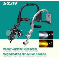 Lupy stomatologiczne LED binokularne z powiększeniem, 2 filtry, 5W chirurgiczna lampa czołowa, szkła powiększające 2.5/3.5X, narzędzia do laboratorium dentystycznego.