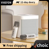 Dual Microphone Karaoke Machine for Adults and Kids Portable Bluetooth PA Speaker System with 2 Wireless Microphones for Home