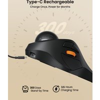 ProtoArc EM03 NL Wireless Index Finger Trackball Mouse Rechargeable RGB Backlit 3 Device Connection Ergonomic Mice for PC