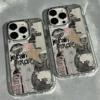 Creative Leopard Print Star Light Ball Collage High-End Transparent Electroplated Photo Frame Phone Case, Suitable for iPhone 17/16 Pro Max/15/14 Plus/13/12/11, Shock-Absorbing, Non-Slip, Lightweight,