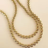 2026 New Geometric Round Shaped Paved White Cubic Zirconia CZ Station Chain Tennis Choker Necklace Party Gift Jewelry for Women