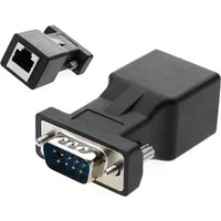 DB9 to RJ45 Extender Connector Welding Free 9 Pin Serial Port RS232 Ethernet Extender Transmitter 30M over LAN CAT5e CAT6 Cable