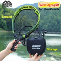 BAKAWA Folding Fishing Net Short Handle fishing net for streams Square Portable Lure Net fishing Net Accessorie Large Capacity