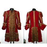 Viktoria nische Elizabeth Herren Uniform Kostüm Anzug Haken Cosplay Kostüm Kapitän rote Jacke Piraten mantel Theater Kostüme