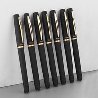 6Pcs Black Gold Gel Pens, 0.5mm Refillable Bullet Tip Pens for Business & Office Use
